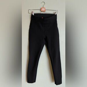 SPANX Black Back Split Hem Ponte Leggings Pants Small S High Rise Slimming